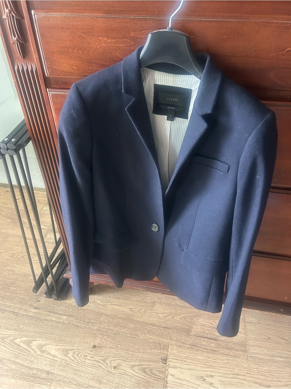 J. Crew Navy Single-Button Wool-Blend Blazer
